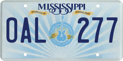 MS license plate OAL277