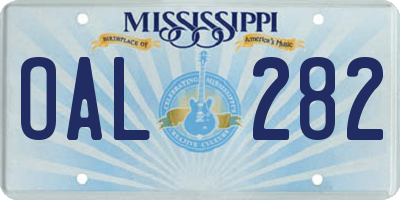 MS license plate OAL282