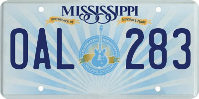 MS license plate OAL283