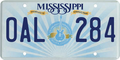 MS license plate OAL284