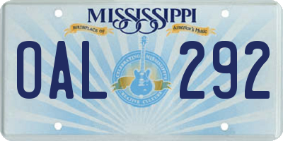 MS license plate OAL292