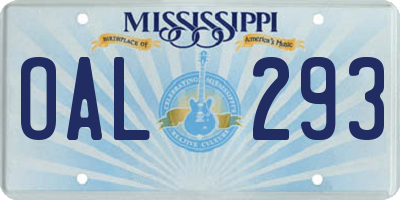 MS license plate OAL293