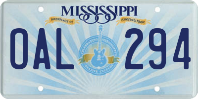 MS license plate OAL294