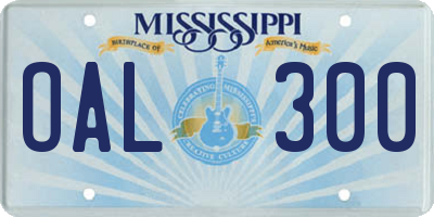 MS license plate OAL300