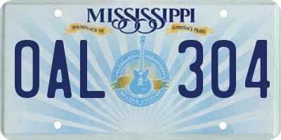 MS license plate OAL304