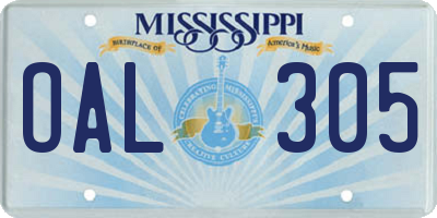 MS license plate OAL305