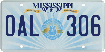 MS license plate OAL306