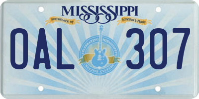 MS license plate OAL307