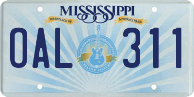 MS license plate OAL311
