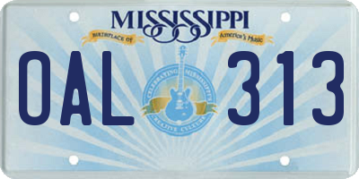 MS license plate OAL313