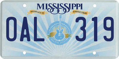 MS license plate OAL319