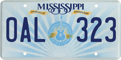 MS license plate OAL323