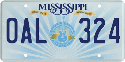 MS license plate OAL324