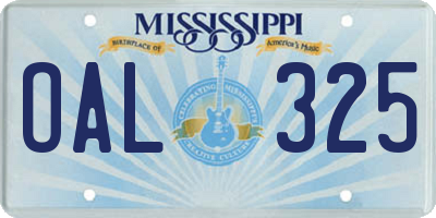 MS license plate OAL325
