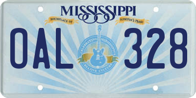 MS license plate OAL328