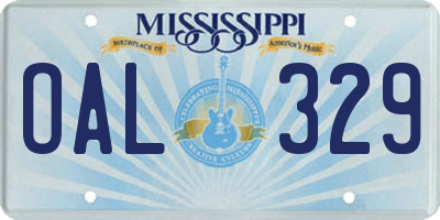 MS license plate OAL329
