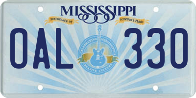 MS license plate OAL330