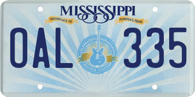 MS license plate OAL335
