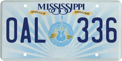 MS license plate OAL336