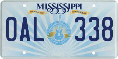 MS license plate OAL338