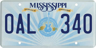 MS license plate OAL340