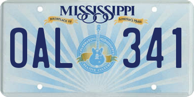 MS license plate OAL341