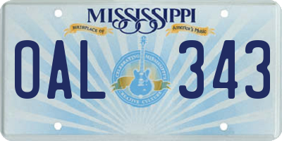 MS license plate OAL343