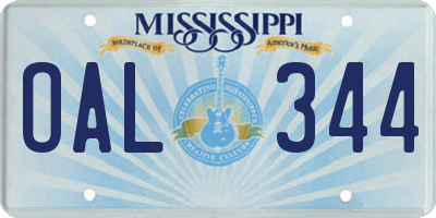 MS license plate OAL344