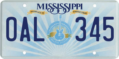 MS license plate OAL345