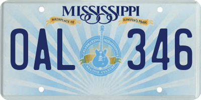 MS license plate OAL346