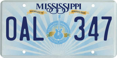 MS license plate OAL347