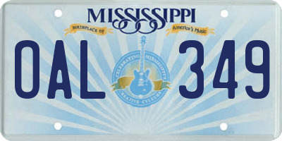 MS license plate OAL349