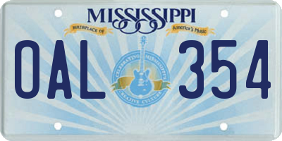 MS license plate OAL354