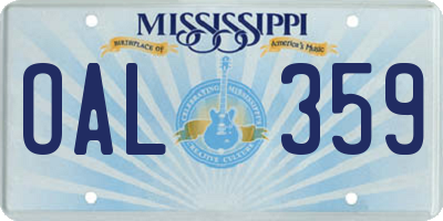 MS license plate OAL359