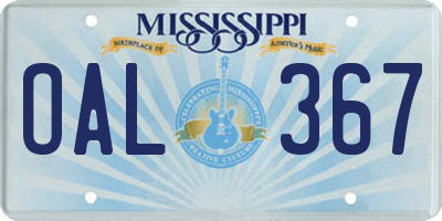 MS license plate OAL367