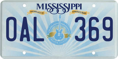 MS license plate OAL369