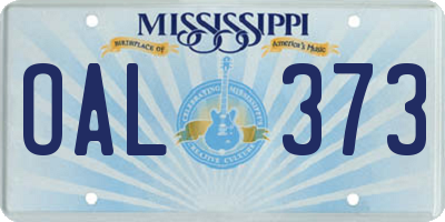 MS license plate OAL373