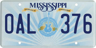 MS license plate OAL376