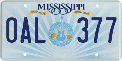 MS license plate OAL377