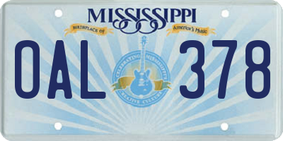 MS license plate OAL378