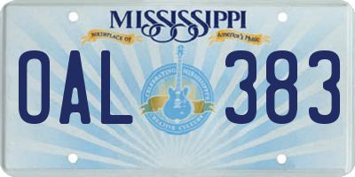 MS license plate OAL383