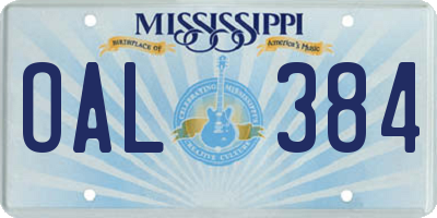MS license plate OAL384