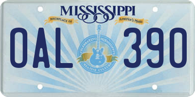 MS license plate OAL390