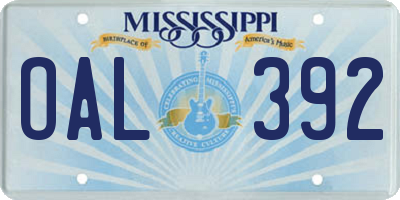 MS license plate OAL392