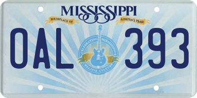 MS license plate OAL393