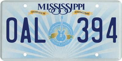 MS license plate OAL394