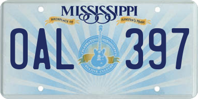 MS license plate OAL397