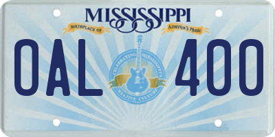 MS license plate OAL400