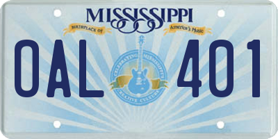 MS license plate OAL401