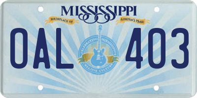 MS license plate OAL403